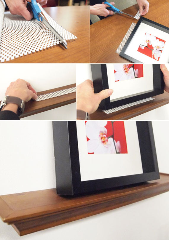Prevent Picture Frames From Sliding off Floating Shelves